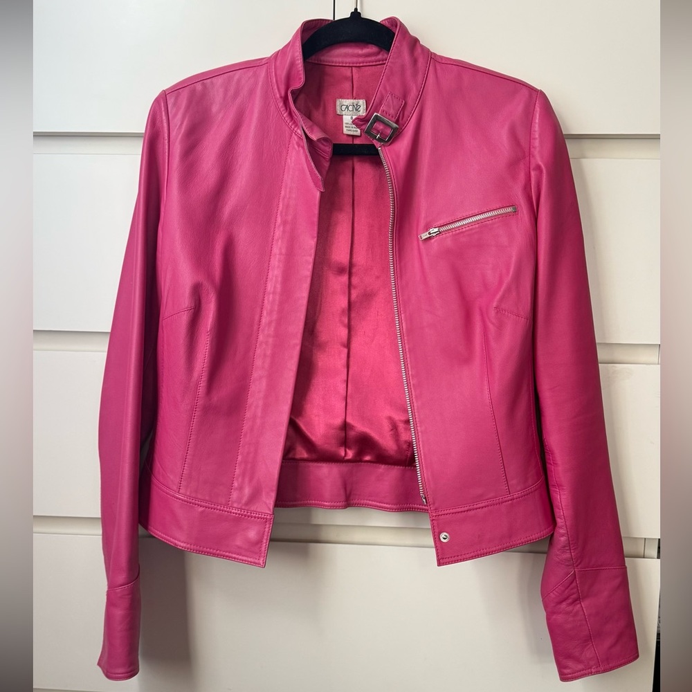 Vintage Y2K Pink 100% Leather Jacket